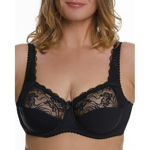 Full Coverage Underwire Bra Comfort Minimizer Non-padded Wide Straps Support Panels Plus Size 34 36 38 40 42 / B C D E F G ( 40E/DD, Black)