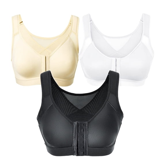 Full-Coverage Underwire Bra Women 3Pc Sports Yoga Bras Comfortable High Impact Sports Bra V-Neck Padded Bra Feature Hook and Eye Closure Molded Bra Style Y-291 , Black XL