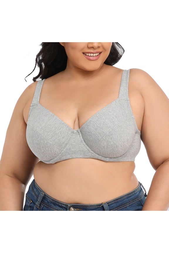 Full Coverage Underwired Bra in Grey, Size 38F, with Adjustable Wide Straps and Ultrathin Everyday Soft Design