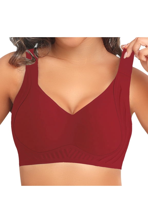 Full Coverage Wireless Bra Wide Band Back Bra Support Back Closure Bra Solid Color Back Bra Breathable Bras Plain Back Closure Bra Regular Back Bra