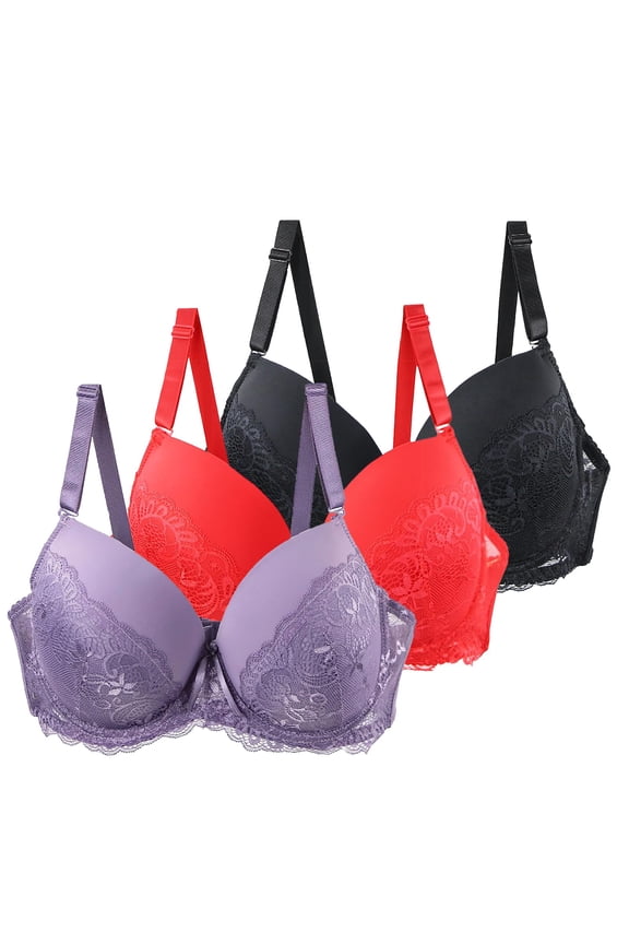 Full Coverage Wireless Bras for Women Plus Size, Padded Support Bra 5 Pack Seamless Everyday Comfort Bralette