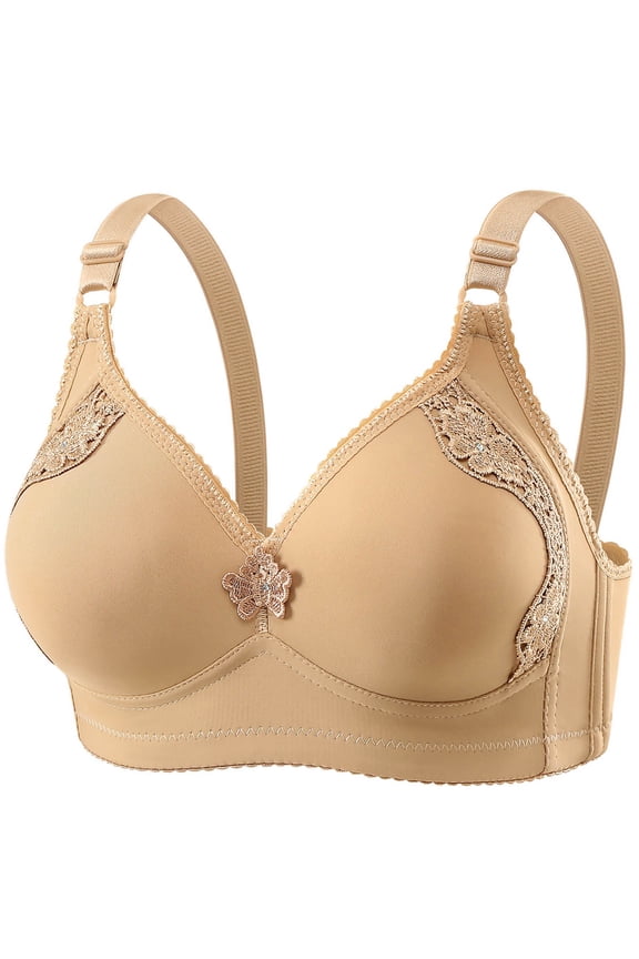 Full Coverage Wireless T Shirt Bra For Large Bust Superior Support Comfort All Day Seamless Underwear, 40, Beige