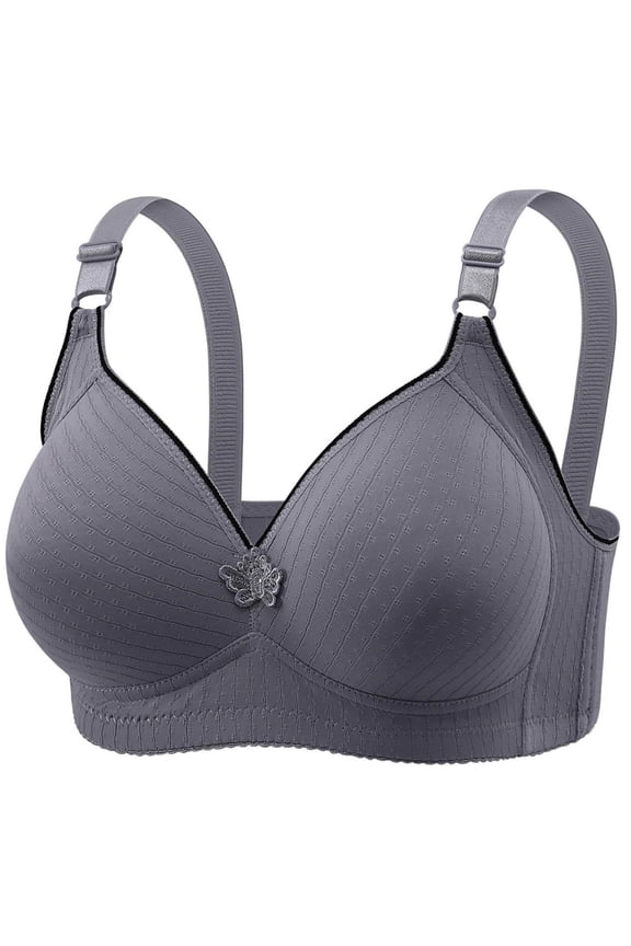 Full Coverage Wireless T Shirt Bra For Large Bust With Superior Support And Comfort All Day Seamless Underwear, 46, Grey
