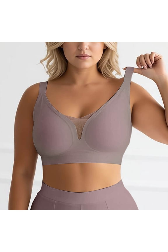 Full Coverage Wireless T Shirt Bra Seamless Underwear For Large Bust Superior Support Comfort All Day, XXL, Pink