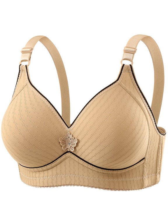 Full Coverage Wireless T Shirt Bra for All Day Comfort and Superior Support - Seamless Large Bust Everyday Underwear, 42, Beige