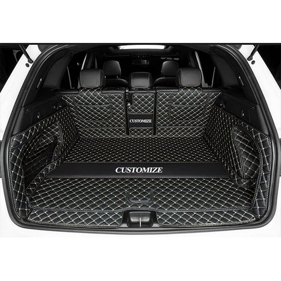 Full Coverage coverioin Custom Cargo Liner Trunk Mats for Lincoln Nautilus (Black with Gold Stitching)