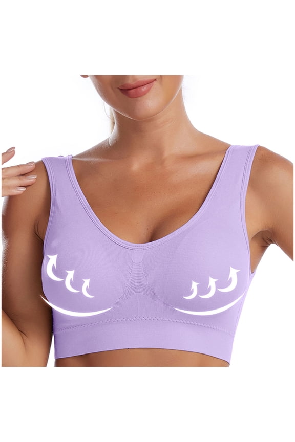 Full Coverages Bras for Women New Ladies Traceless Comfortable No Underwire Breathable Gathering Bra Woman Underwear Style B-56 Purple