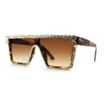 thumbnail image 1 of Full Crowned Rhinestone Flat Top Horned Diva Sunglasses Tortoise Brown, 1 of 4
