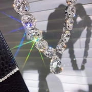 Full Crystal Rhinestone Chain Necklace Sparkling Diamond Look Jewelry Accessory for Women Shiny Statement Choker