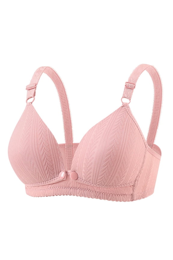 Full Cup Bras for Women, Front Button Wireless V Neck Bralette, Soft No Underwire Support Lingerie