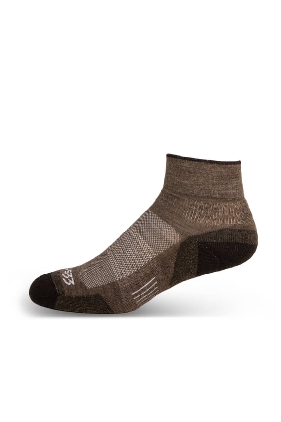 USA Made - Ankle Socks - Micro Weight Full Cushion - Trail Running Socks - Merino Wool - Mountain Heritage - Coffee - Large