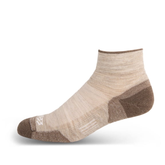 USA Made - Ankle Socks - Micro Weight Full Cushion - Trail Running Socks - Merino Wool - Mountain Heritage - Oatmeal - Medium