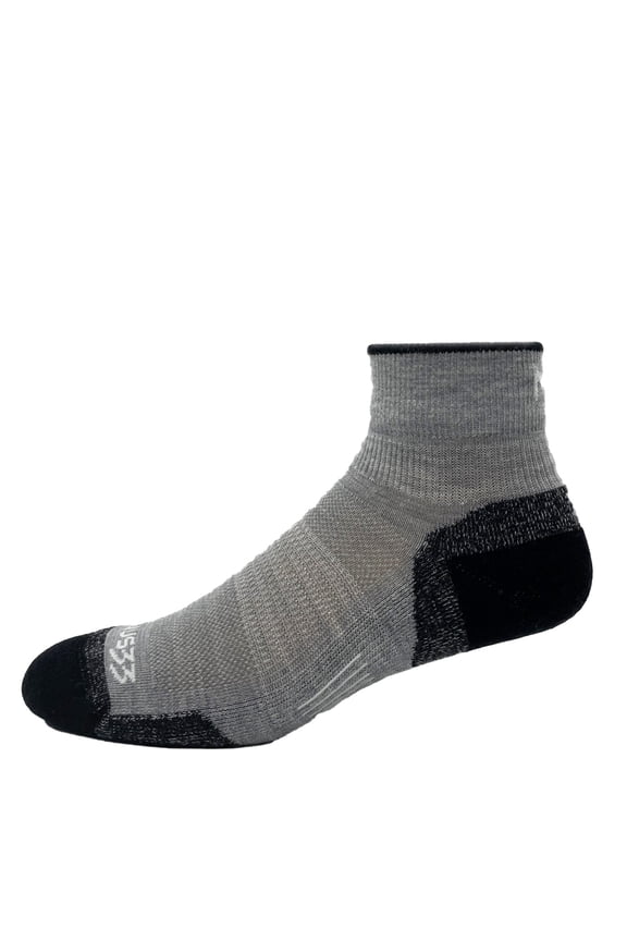 USA Made - Ankle Socks - Micro Weight Full Cushion - Trail Running Socks - Merino Wool - Mountain Heritage - Ash Gray - X-Large