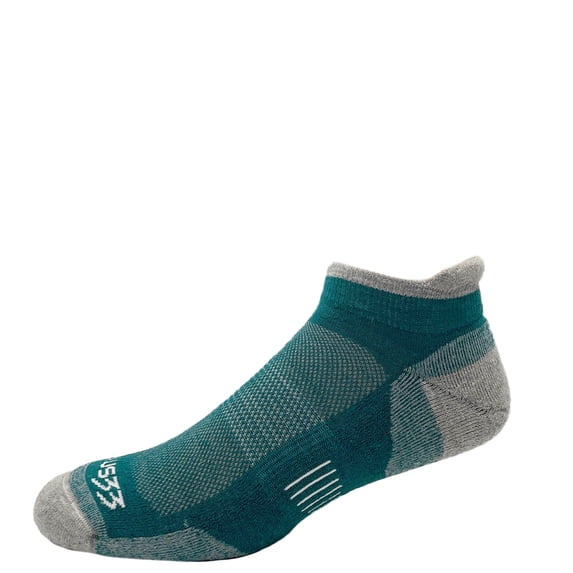 USA Made - No Show Tab Socks - Micro Weight Full Cushion - Running Socks - Merino Wool - Mountain Heritage - Teal Green - X-Large