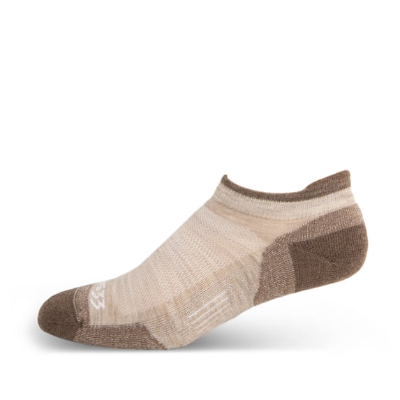 USA Made - No Show Tab Socks - Micro Weight Full Cushion - Running Socks - Merino Wool - Mountain Heritage - Oatmeal - X-Large
