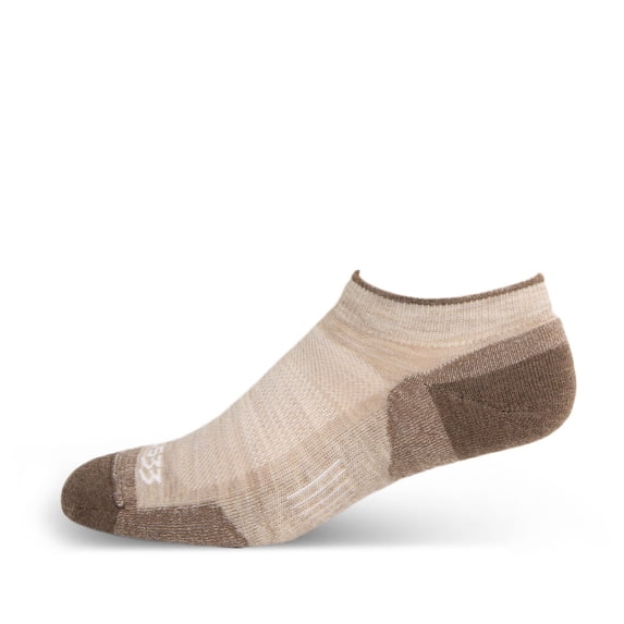 USA Made - No Show Socks - Micro Weight Full Cushion - Running Socks - Merino Wool - Mountain Heritage - Oatmeal - Small
