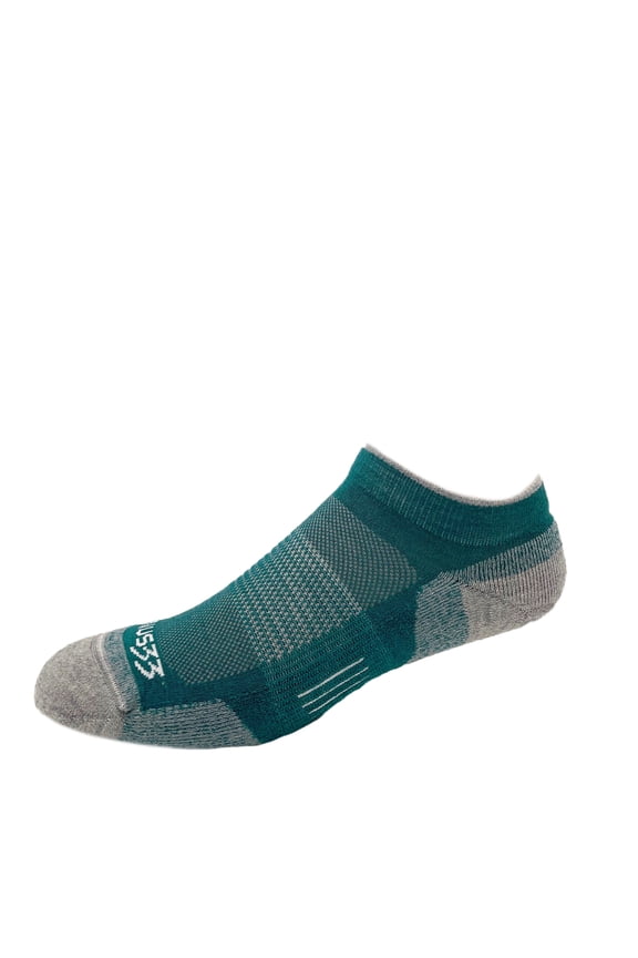 USA Made - No Show Socks - Micro Weight Full Cushion - Running Socks - Merino Wool - Mountain Heritage - Teal Green - Small