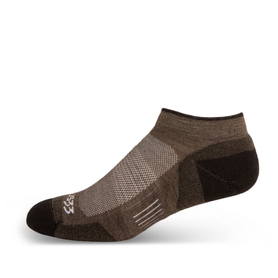 USA Made - No Show Socks - Micro Weight Full Cushion - Running Socks - Merino Wool - Mountain Heritage - Coffee - X-Large