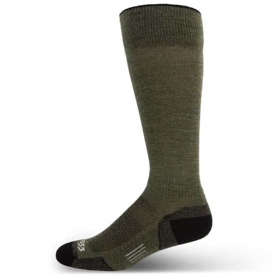 USA Made - Ski and Snowboard Socks - Micro Weight Full Cushion - Over the Calf Socks - Merino Wool - Mountain Heritage - Olive Drab - Large