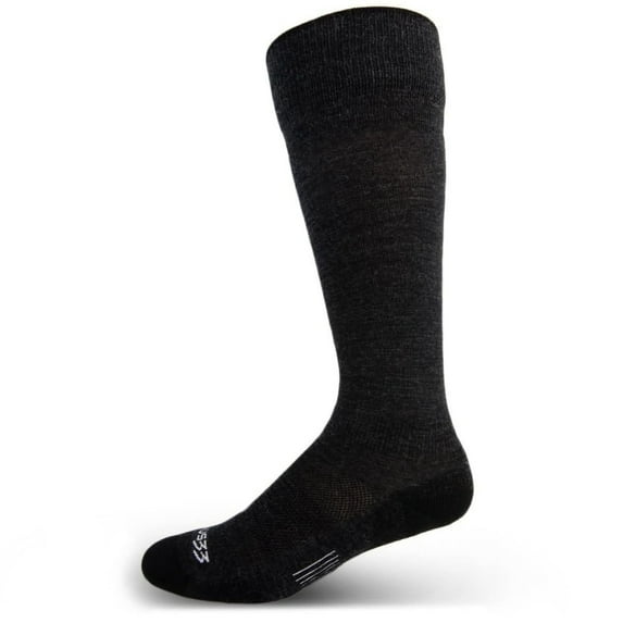USA Made - Ski and Snowboard Socks - Micro Weight Full Cushion - Over the Calf Socks - Merino Wool - Mountain Heritage - Black - Small