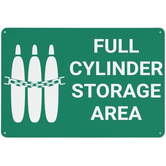 Full Cylinder Storage Area Retro Vintage Sign 8"x12" - Wall Decor Plaque for Home Bar Pub Kitchen Restaurant, Cylinder Storage Sign