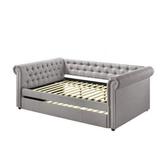 Full Daybed with Chesterfield Style and Button Tufting, Gray