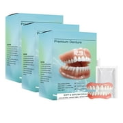 Full Denture Set, Silicone Denture Set, Denture Repairing Kit for Men and Women, Top and Bottom, Comfortable & Soft 1/2/3PCS