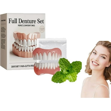 Full Denture Set, Silicone Dentures Set, Comfortable and Realistic False Teeth, Complete with Gutta-Percha, Soft and Comfortable (2)