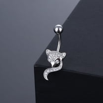 Full Diamond-embeded Fox Shape Animal Belly Piercing Navel Nail Sexy Fashion Zircon Inlaid For Women And Men Jewelry