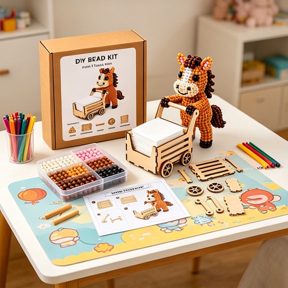 Full Diy Bead Craft Kits for Making Roll Tissue Boxes, Equipped with Colorful Beads and Complete Tools, Fun Handmade Sets for Art Creation and Exquisite Gifts for Craft Lovers, A