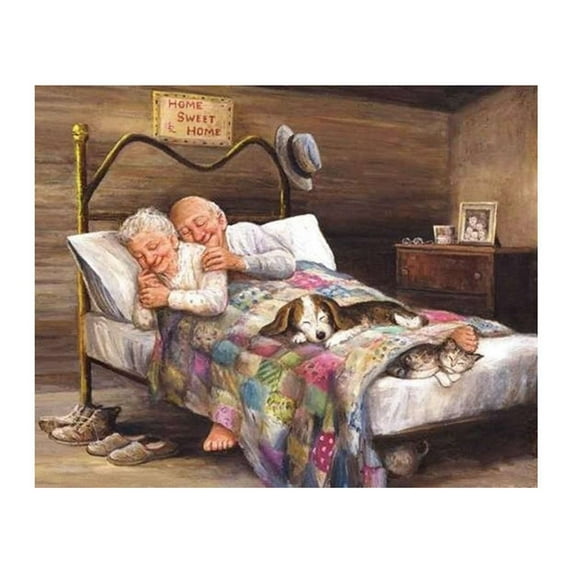 Full Diy Old Couple Diamond Embroidery Patterns Rhinestones Diamond ...