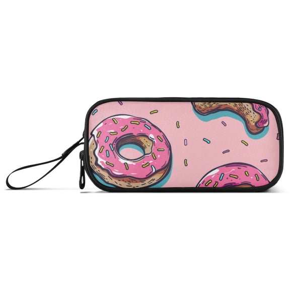 Full Donuts and A Half-bitten Donut Pencil Case Stationary Holder Pen Bag Pencil Pouch Tool Organizer 3 Compartments