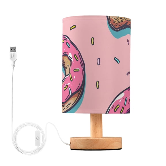Full Donuts and A Half-bitten Donut Table Lamp with USB Port LED Warm Light Lamp Night Light Home Decor