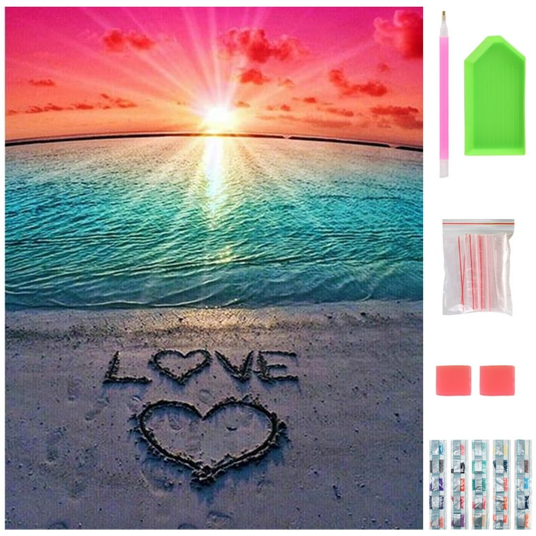 Full Drill 5D Diamond Painting Kits for Home Wall Decor, DIY Beach & LOVE  Diamond Art Gift, Personalised Paint by Numbers for Adults. (40cm x 30cm) 