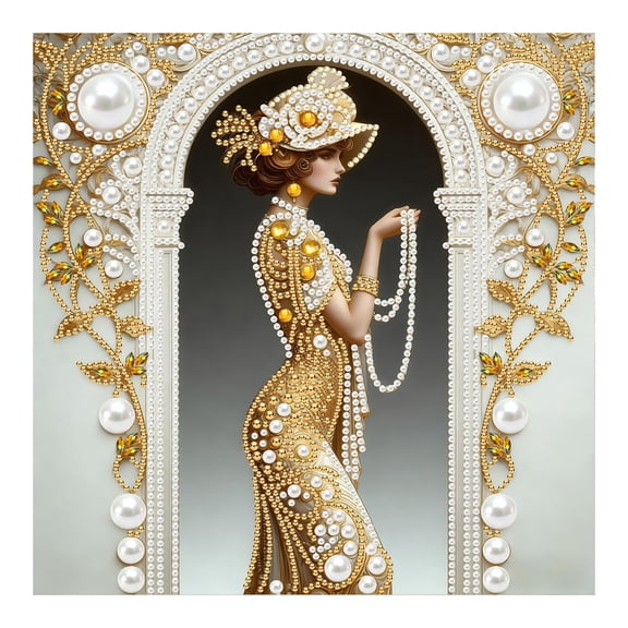 Full Drill DIY Pearl Rhinestone Painting Kit, Sparkle Crystal Wall Art Set, Beginner Friendly Handcraft Diamond Picture for Adult Home Living Room Wall Decor