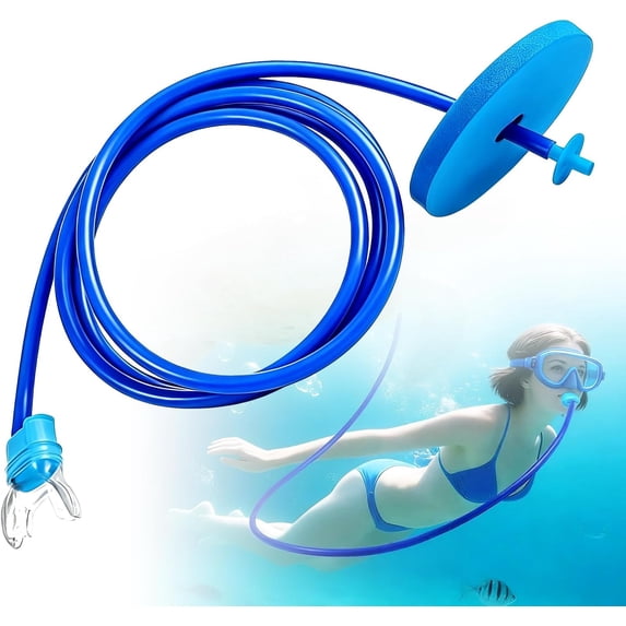 Full Dry Respirator Adult Swimming Snorkel Float Underwater Breathing Device Dual Channel Independent Airflow Extra Long 59.06 inches Diving Tube Silicone Hose Floating Intake Head Snorkeling Gear