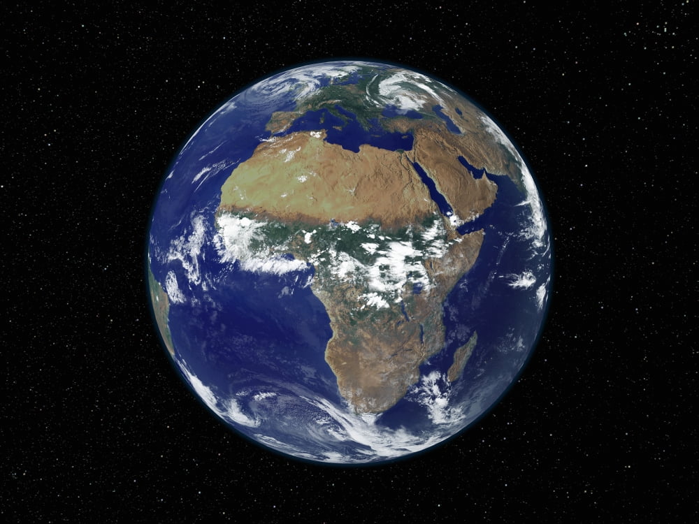Full Earth Showing Africa and Europe during the day Canvas Art - Stocktrek Images (32 x 24)