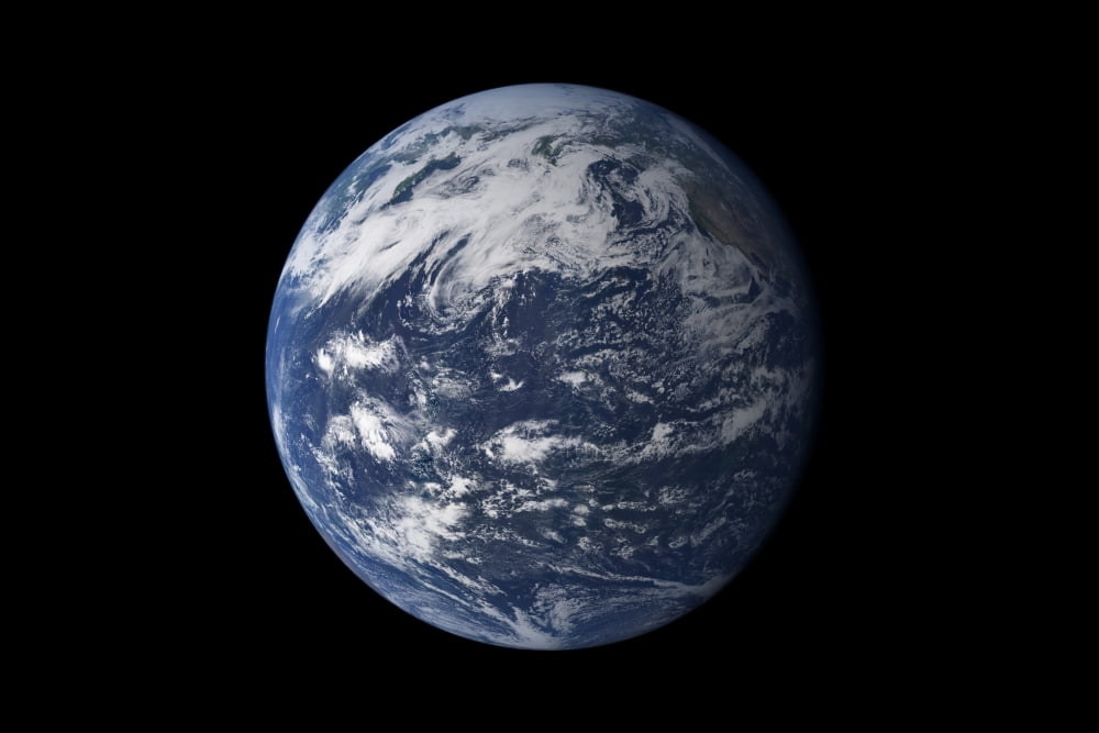 Full Earth centered over the Pacific Ocean Canvas Art - Stocktrek Images (35 x 23)