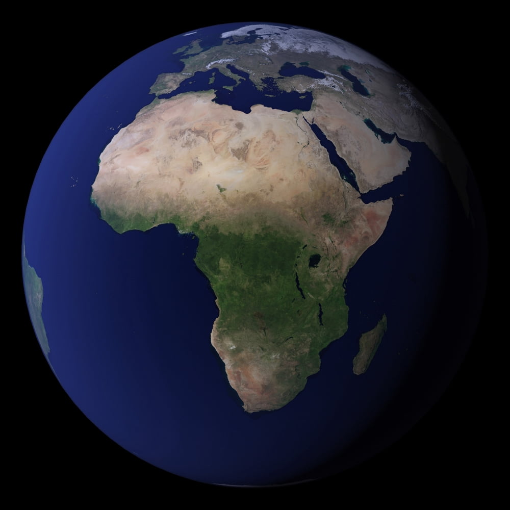 Full Earth showing Africa Europe & Middle East Canvas Art - Stocktrek Images (28 x 28)
