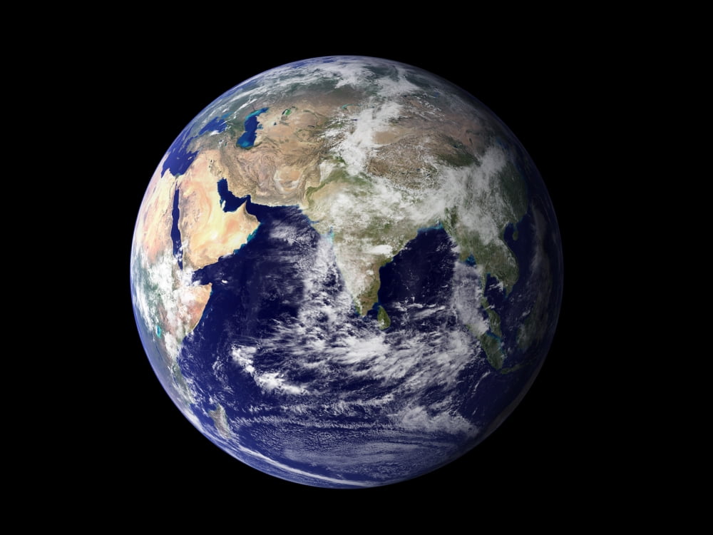 Full Earth showing Europe and Asia Canvas Art - Stocktrek Images (32 x 24)