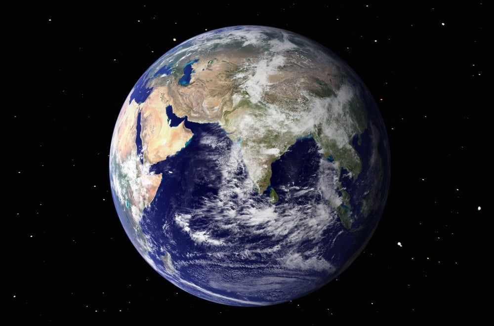 Full Earth showing Europe and Asia Canvas Art - Stocktrek Images (34 x 23)
