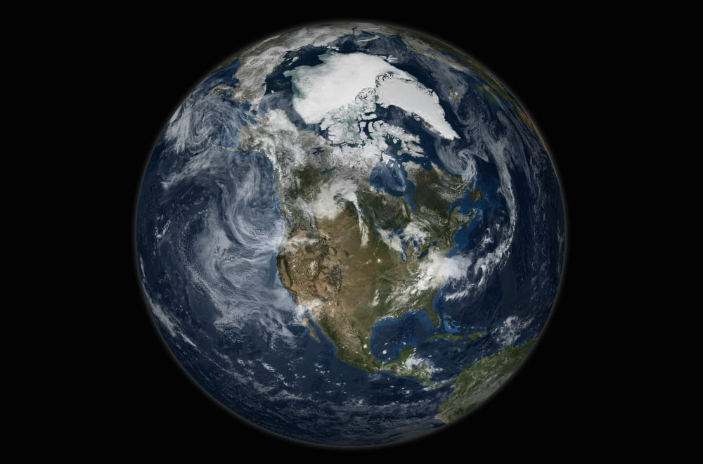 Full Earth showing North America Canvas Art - Stocktrek Images (34 x 23)