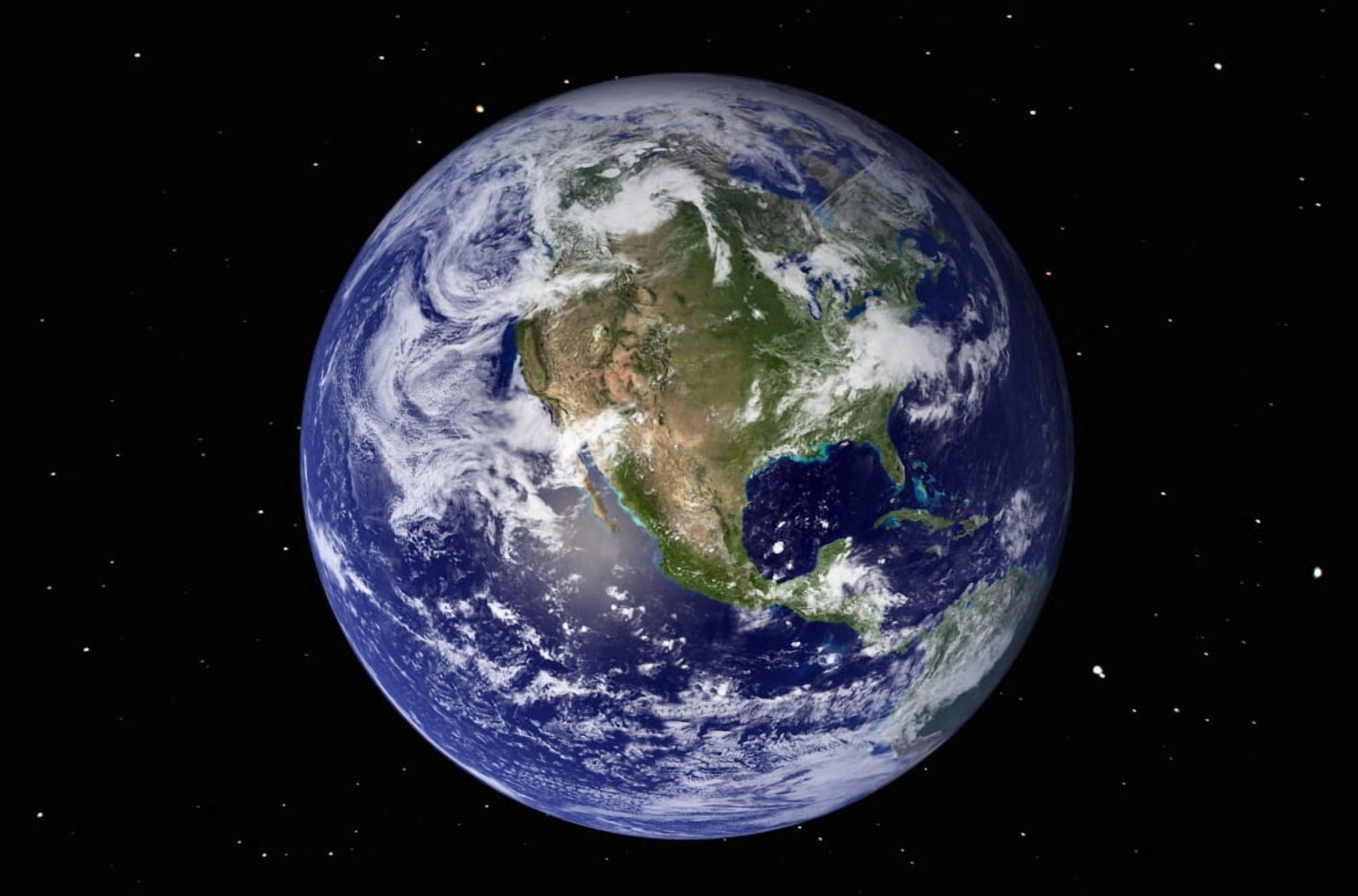 Full Earth showing North America Canvas Art - Stocktrek Images (34 x 23)