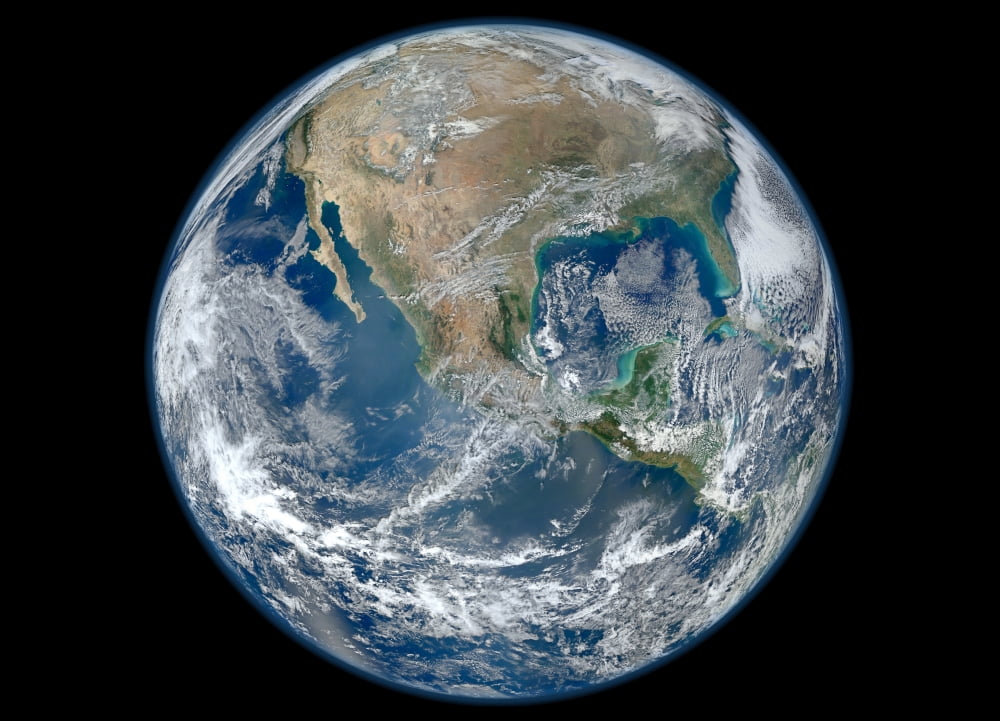 Full Earth showing North America and Mexico Canvas Art - Stocktrek Images (34 x 25)