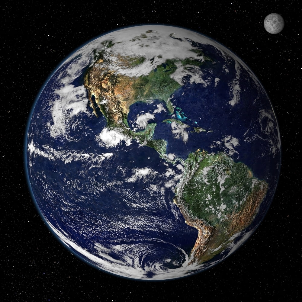 Full Earth showing North and South America Canvas Art - Stocktrek Images (28 x 28)