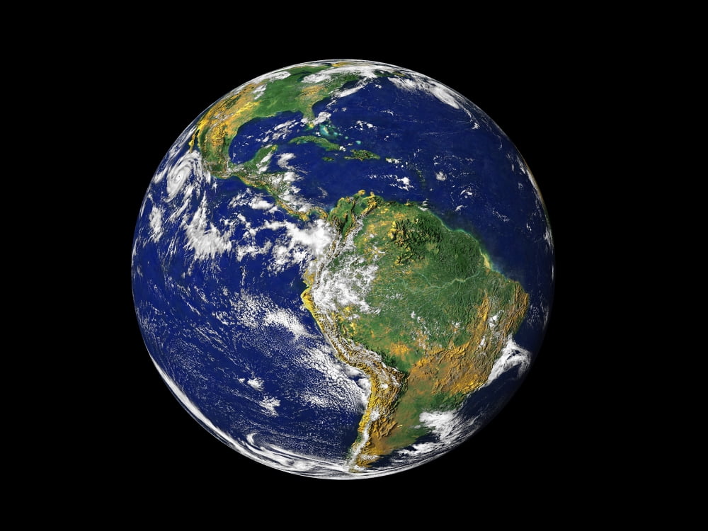 Full Earth showing South America Canvas Art - Stocktrek Images (32 x 24)