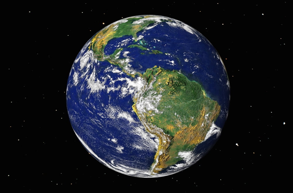Full Earth showing South America Canvas Art - Stocktrek Images (34 x 23)