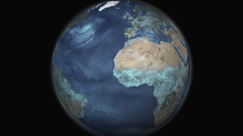 Full Earth showing evaporation over the Atlantic Ocean and the surrounding continents Canvas Art - Stocktrek Images (38 x 22)
