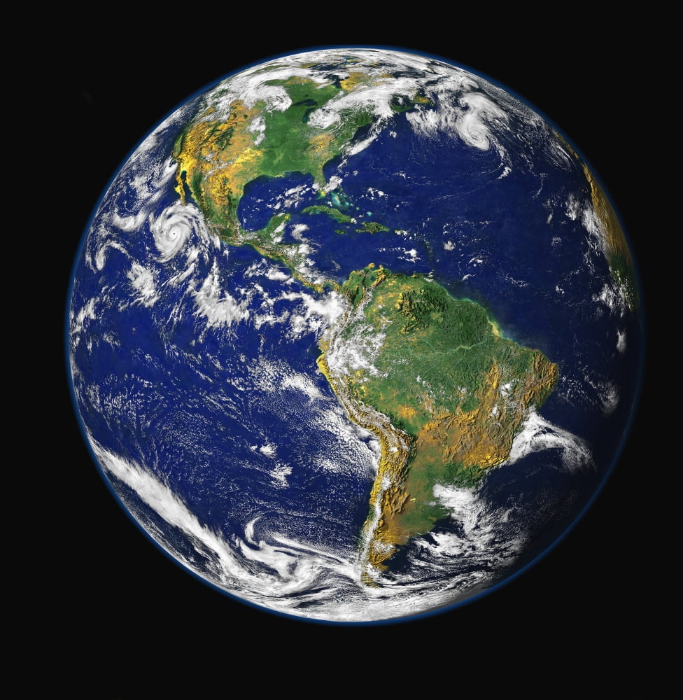 Full Earth showing the western hemisphere Canvas Art - Stocktrek Images (27 x 28)