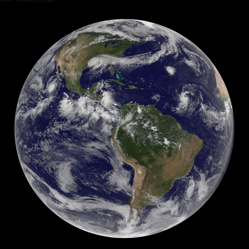 Full Earth showing various tropical storm systems Canvas Art - Stocktrek Images (28 x 28)